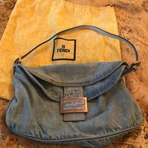 Authentic Fendi denim shoulder bag